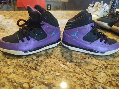 Nike Air Jordan SC-1 Flight Kids Shoes ~ Size 11c Black Teal Purple 439656-029 
