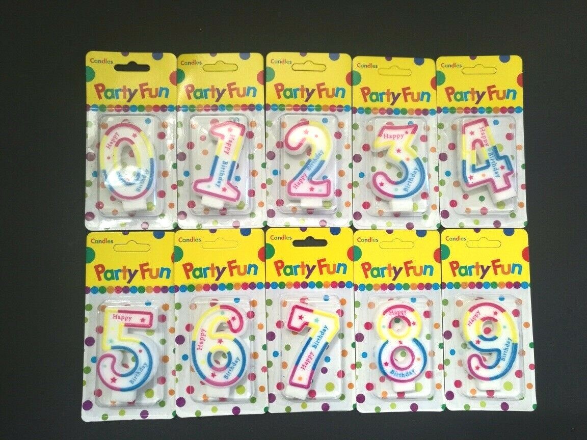 Brithday Fiesta Vela Número 0 - 9 Pastel Decoración 7cm (2,7") otro gratis