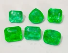 Certified 6 Pcs Natural Green Emerald Lot 41.55 Cts Loose Gems Mixed Shape RL09