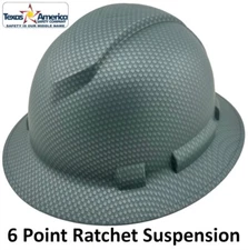 Pyramex Ridgeline Full Brim Hard Hat with 6 pt suspension - Silver Graphite