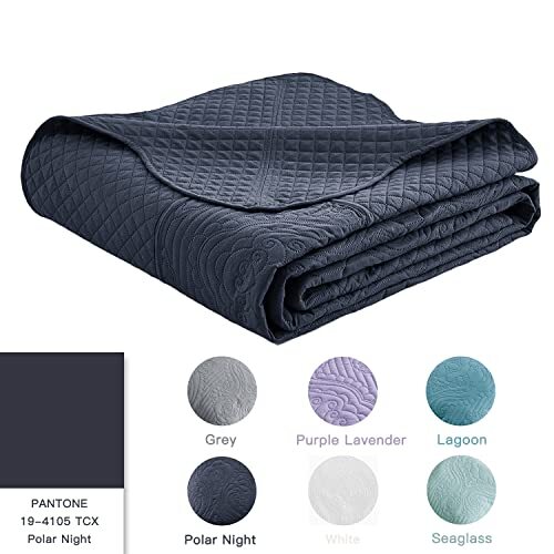 Oversized King Bedspread Extra Wide Alaskan King(138"x122") 3navy Blue