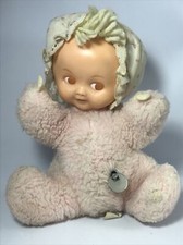 Rubber Face Eden Baby Doll Pink Musical Plush Toy Wind Up Felt Hands Works Vtg