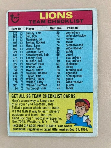 1974 Topps Football Team Checklist Pick from photos .10¢ shipping after 1st one! - Picture 144 of 211