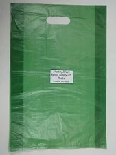 200 Qty. 12 x 3 x 18 Green High-Density Plastic Merchandise Bag w /  Handle