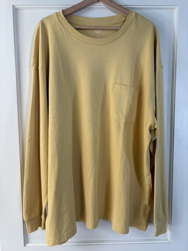Camiseta GAP Manga Larga Algodón Pesado Camiseta Para Hombres XXL Francés Amarillo Almendra Nueva con Etiquetas - Imagen 2 de 21