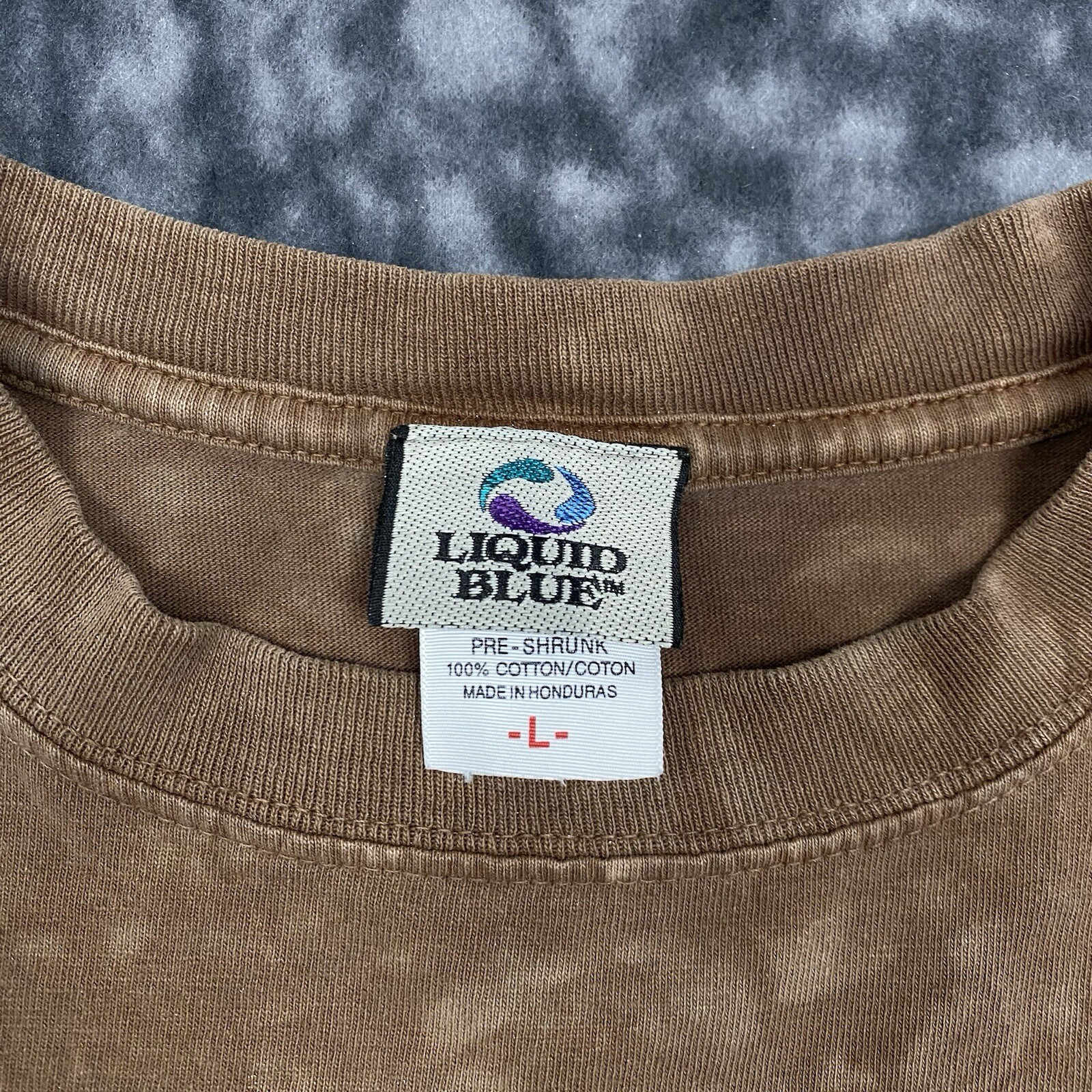 T shirt blu liquido tie dye taglia grande cavalli pony stallone Montana Big Sky Y2K