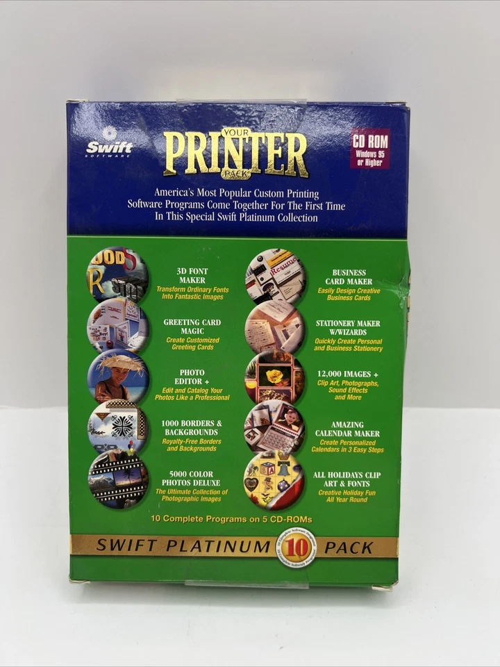 Vintage 2001 YOUR PRINTER PACK - 10 COSMI PC CD-ROM SOFTWARE For Windows 95 - Image 3 of 4