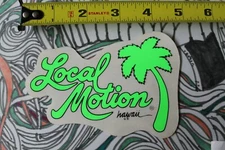 LOCAL MOTION Hawaii Surfboards Clear Neon Green 80's Vintage Surfing STICKER