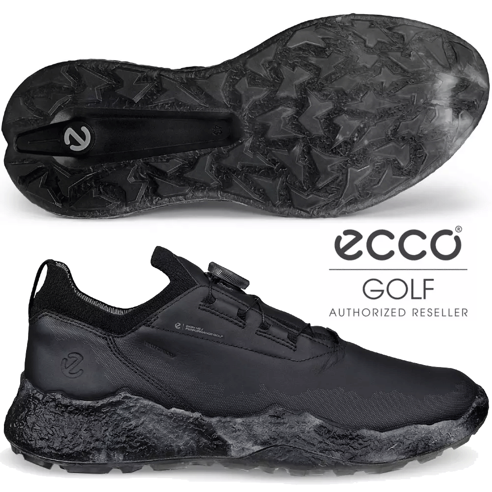 ECCO BIOM H5 LEATHER BOA MENS WATERPROOF GOLF SHOES BLACK NEW