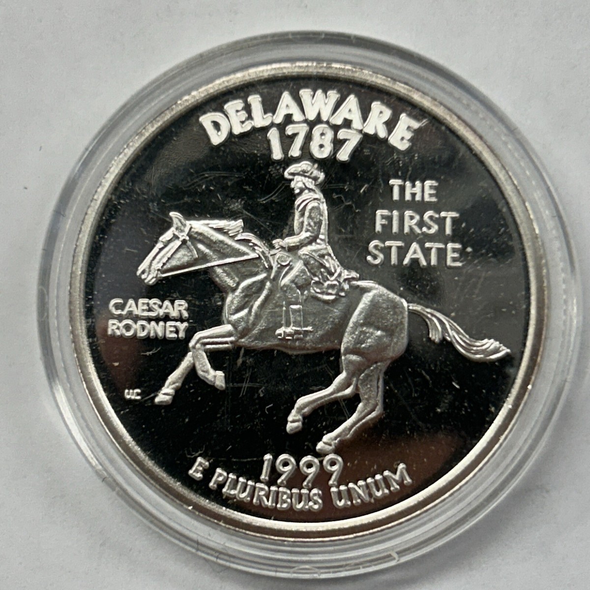 1999 Delaware Statehood Large Quarter .999 Fine Silver 1 Troy