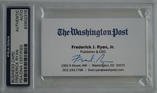 WASHINGTON POST FREDERICK RYAN SIGNED BUSINESS CARD PSA DNA CERTIFIED AUTO 