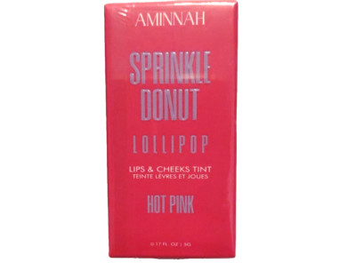 Aminnah Sprinkle Donut Lollipop Lips & Cheeks Tint ''HOT PINK'' New and Sealed