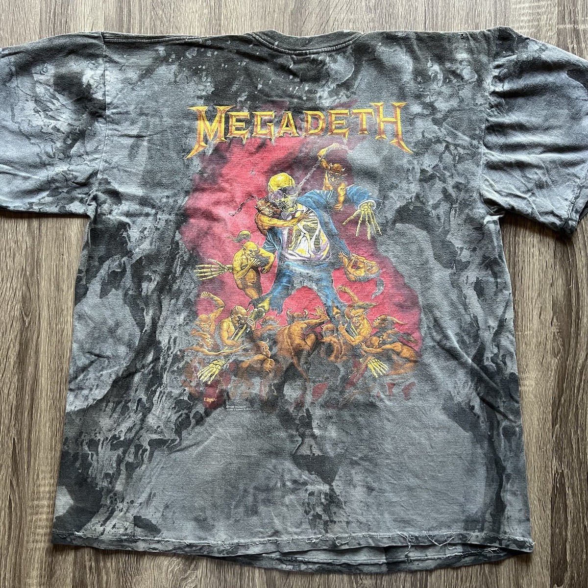 Vintage 1992 Megadeth T Shirt Size XL Crystal Rain Tie Dye PLEASE