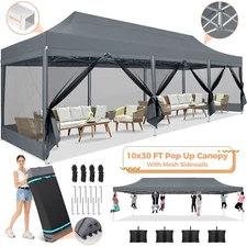 10x30' Heavy Duty Pop up Canopy w/ Mosquito Netting Outdoor Party Instant Tent、
