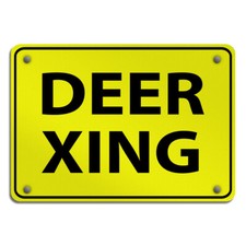 Horizontal Metal Sign Deer Xing Traffic Yellow Weatherproof Street Signage