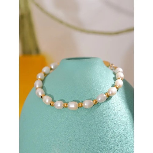 Women Healing Bracelet Natural Stone Beaded Pearls 18K Gold Plated Gift Jewelry - Picture 5 of 13