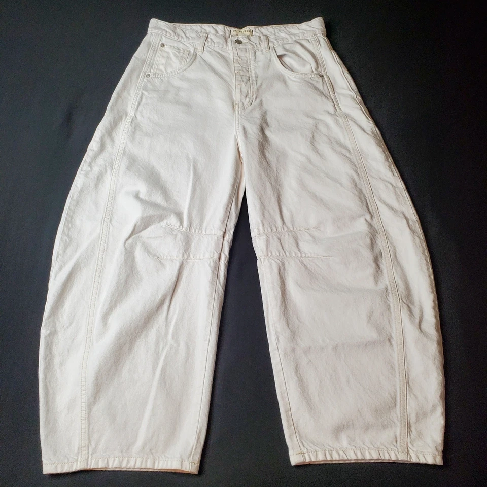 Free People X We The Free Women's Size 28 Good Luck Mid-Rise Barrel Jeans White - Image 4 of 4