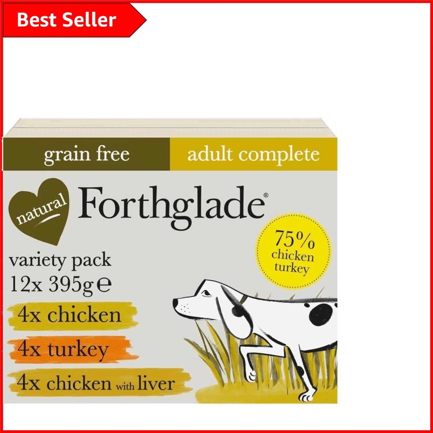 Nutritious Grain-Free and Hypoallergenic Wet Dog Food - 395g Trays, Pack of 12