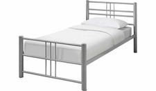 Image of Atlas Single Metal Bed Frame Silver (W97.7, L201.2, H90cm) Durable and Stylish