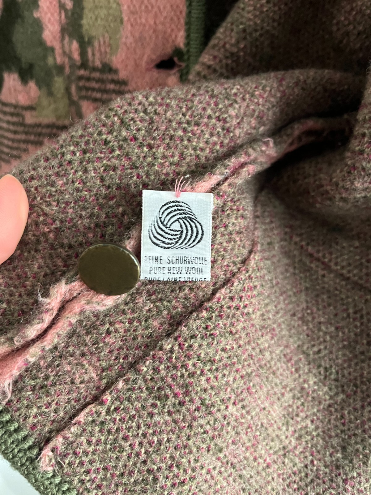 Vintage Dolomiten Pink Green Wool Womens Shacket Size XS-S/6-8 image 7