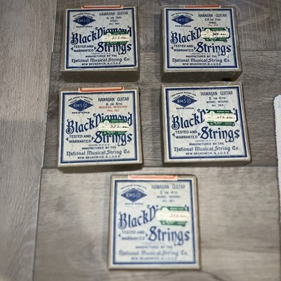 Lot Of 5 Boxes Vintage Black Diamond Hawaiian guitar Strings 18 Misc Strings