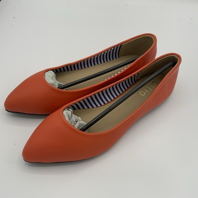 Ollio Women's Shoes Faux Leather Basic Slip On Comfort, Orange, Size 6