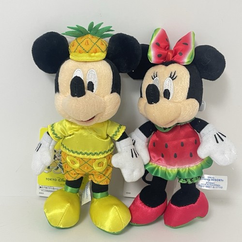 Disney Tokyo Japan Mickey Mouse & Minnie Mouse Plush Summer Fruits Disneyland - Picture 2 of 13