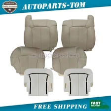 For 99-02 GMC Sierra Front Leather Seat Cover No Armrest Med Tan & Foam Cushion