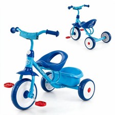 Toddler Tricycle w/Removable Rear Storage Basket, Indoor Outdoor Toddler Bike