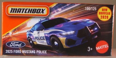 MATCHBOX POWER GRABS #100 2025 Ford Mustang Police car, 2026 issue (NEW in BOX)
