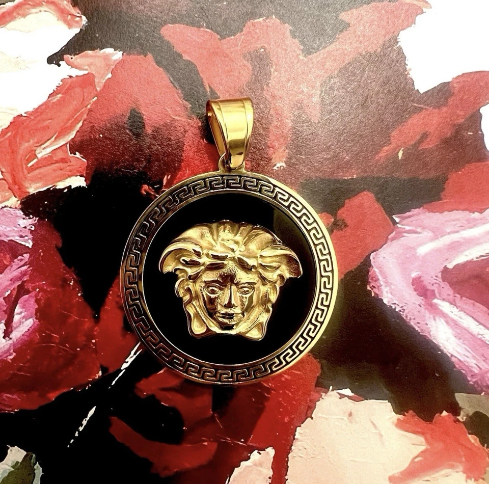 Versace großer Charm Anhänger Gold und Schwarz Edelstahl gebraucht - Bild 2 von 4