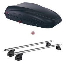 Dachbox G3 Krono 400 + Dachträger Menabo Omega Alu für Seat Leon II Typ 1P1 neu