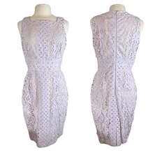 Antonio Melani Sz 10 Lace Overlay Dress Light Mauve Purple Square Neck Flower