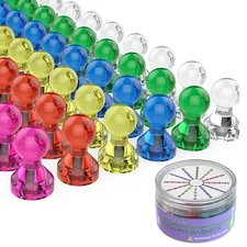 Push Pin Magnets - Tiergrade 60 Pack 7 Assorted Standard, 7 Colors