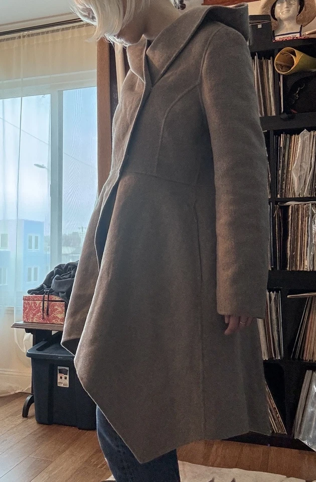 Abrigo de lana Zac Posen capucha gris medio Foto 4 de 4