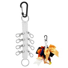 Cheer Bow Holder, Carabiners Paracord Keychain with 8 Hook White 10"