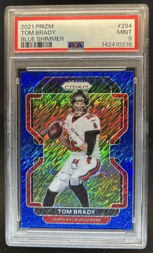 2021 Panini Prizm Tom Brady Blue Shimmer #/25 Buccaneers PSA 9