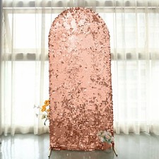 6 ft BLUSH Payette Sequin Fitted Round Top Wedding Arch STAND COVER Party Events