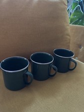 Set Of 3 Green Speckled GSI Outdoors Pioneer 12 Oz Enamelware Cups