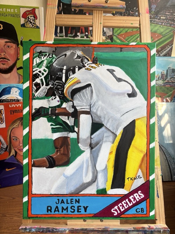Jalen Ramsey 1985 Topps Card Reimagining 18x24 Original Painting (Steelers)