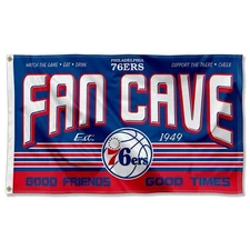 WINCRAFT 36" x 60" PHILADELPHIA 76ers FAN CAVE FLAG LARGE BANNER