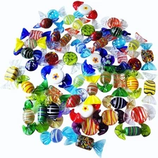 Handmade Vintage Murano Style Various Glass Sweets Candy,24Pcs..US FREE SHIPPING