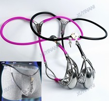 Stainless Steel Chastity Belt Half Hollow Invisible Lockable Device Male SUBS