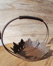 Metal Basket with Leaves