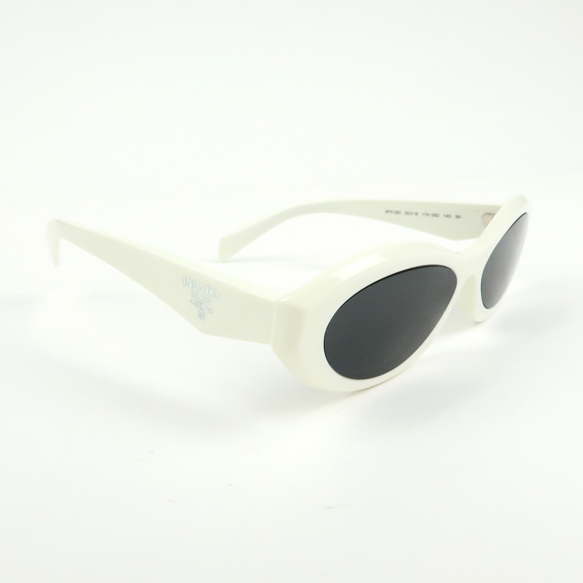 Prada Logo Plastic Sunglasses 55□16 White SPR 26Z Authentic Used