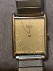 NOS Neo Vintage Seiko Quartz Watch 9020-5210 Men Gold Tone Tank 26mm - New Bat