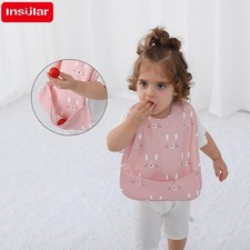 Insular Baby's Bibs Sleeveless Adjustable Pinny Soft Waterproof Pu Cloth Kids Pa
