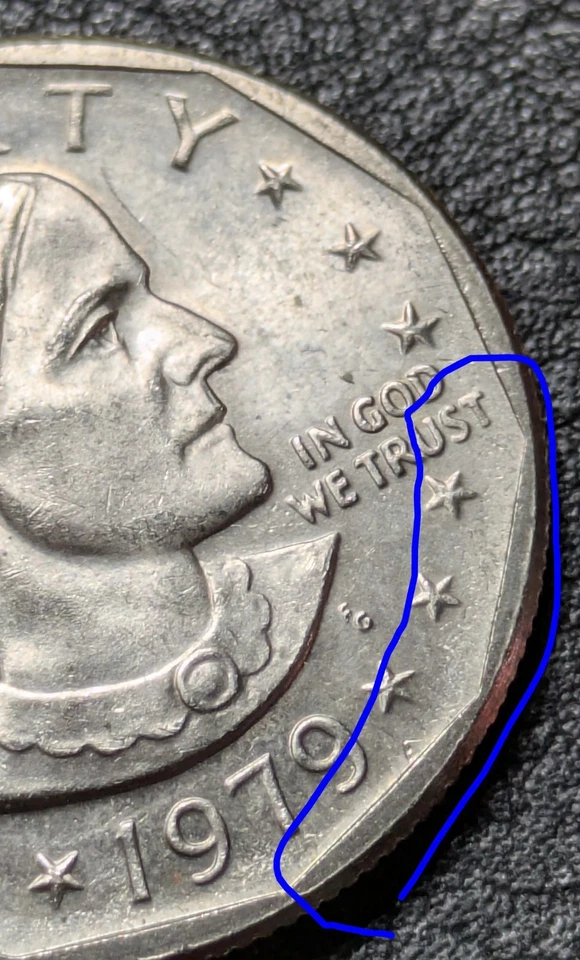 1979-S $1 SBA Bu Uncirculated + Strike Through Grease Error Susan B Anthony - Image 3 of 4