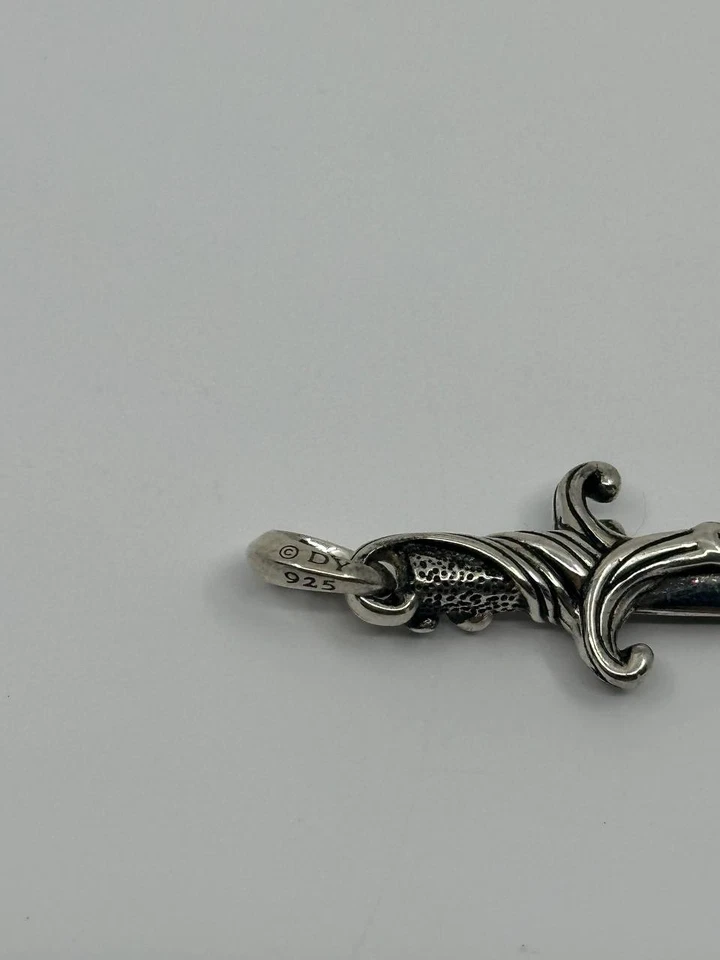 Authentic david yurman dagger amulet sterling silver black diamond men's pendant - Image 3 of 4