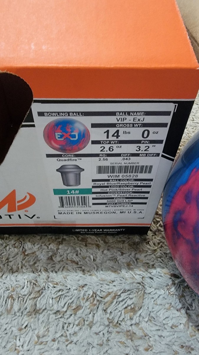 14ポンド　モーティブ　ボウリングボール　VIP（ブイアイピー）美品　箱あり アメリカンボウリングサービス ABS ラ ヴィ ボウリングボール